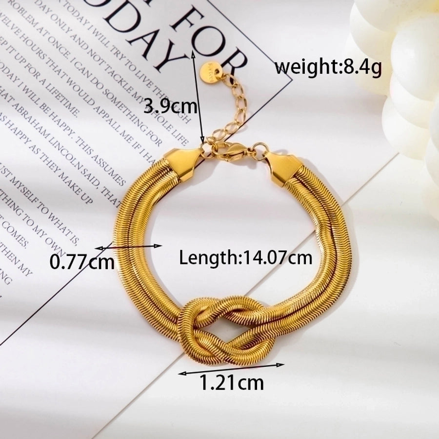 simple style knot stainless steel plating 18k gold plated bracelets necklace