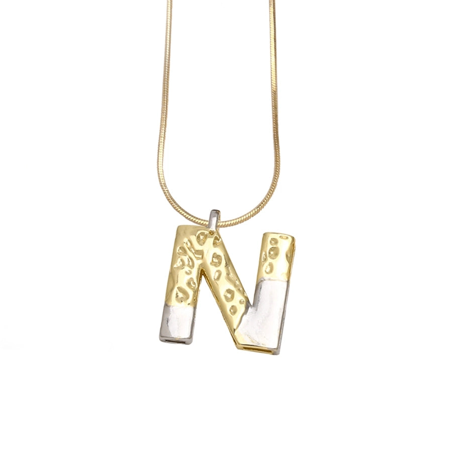 Copper 18K Gold Plated Plating Letter Pendant Necklace