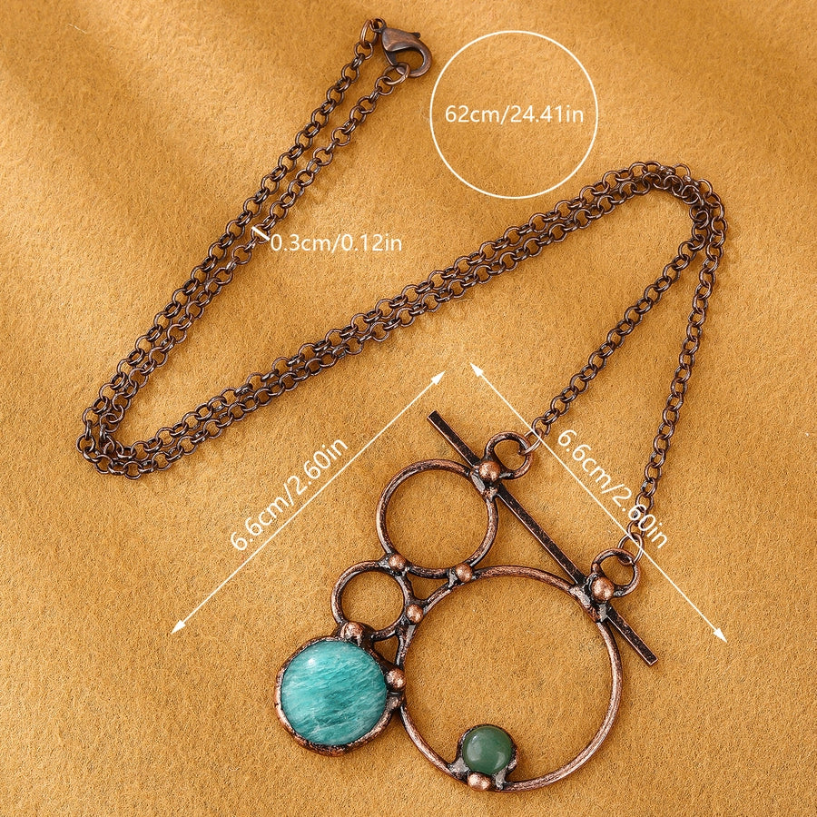 Amazonite Copper Irregular Natural Stone Pendant Necklace