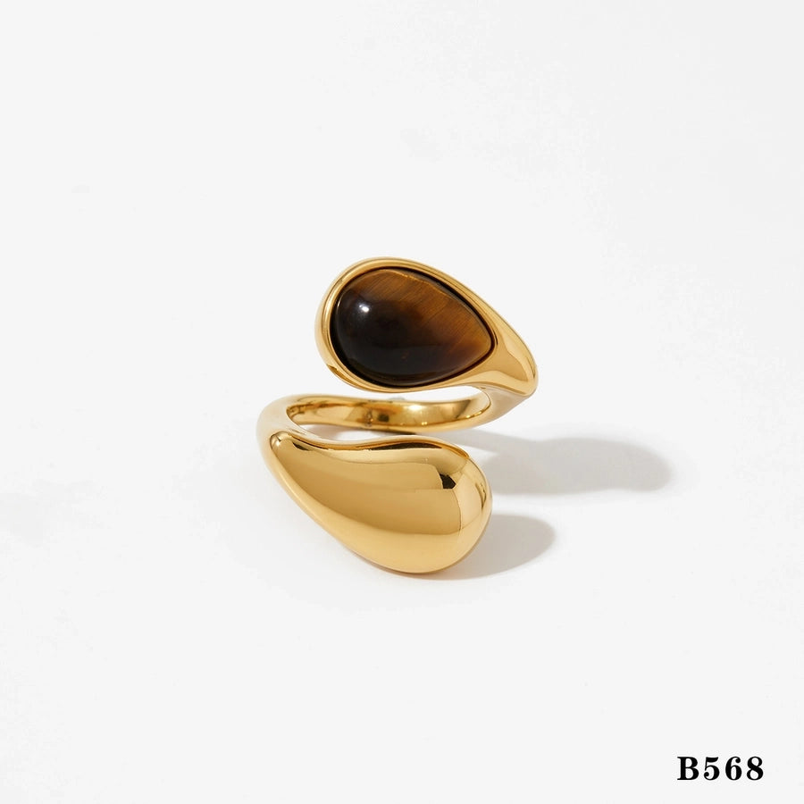 Jewelry Modern Style Artistic Geometric 316 Stainless Steel  Pearl Tiger Eye 16K Gold Plated White Gold Plated Gold Plated Open Rings