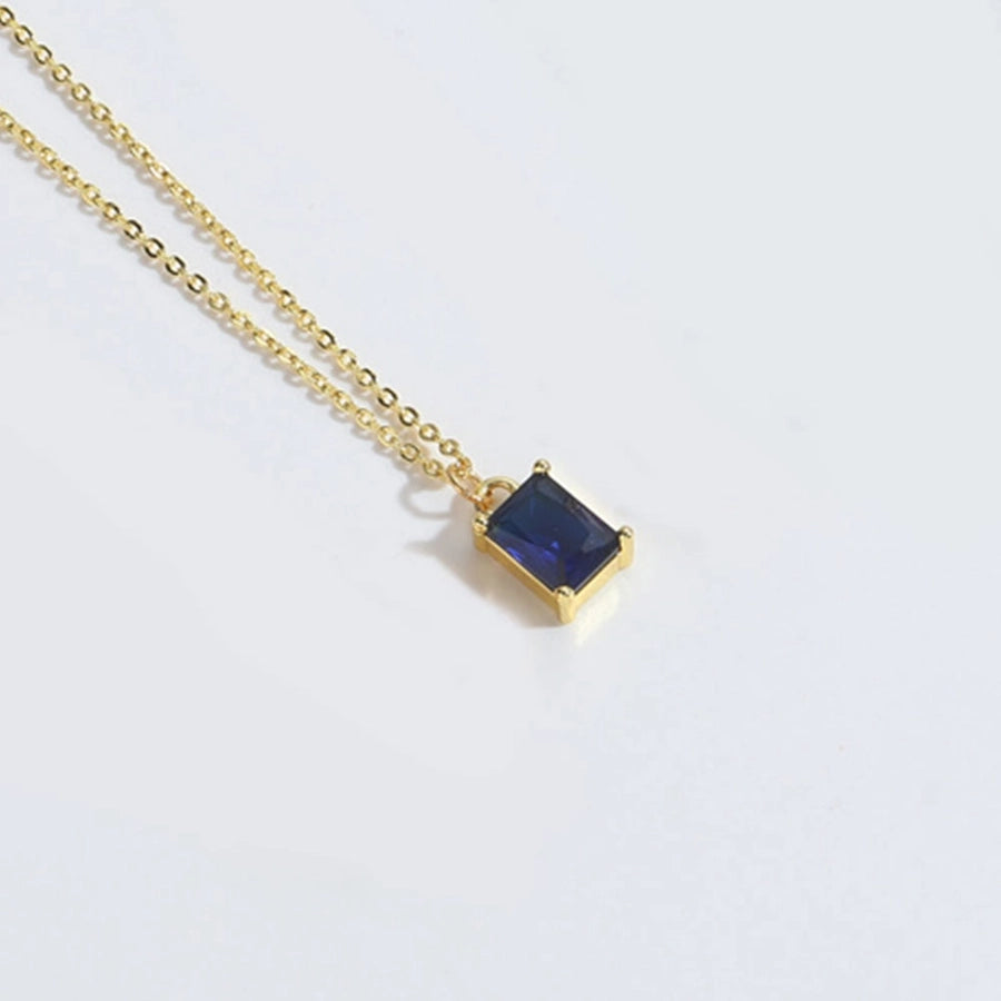 Copper 14K Gold Plated Inlay Geometric Zircon Pendant Necklace