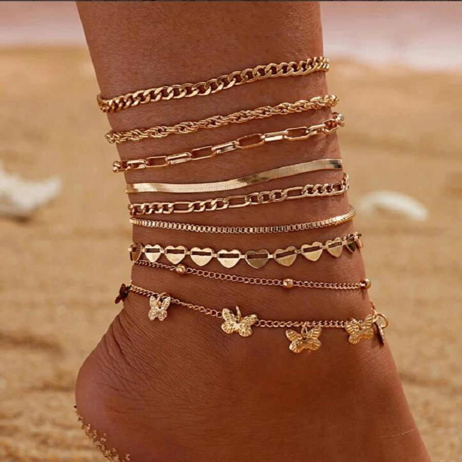 Jewelry IG Style Simple Style Geometric Heart Shape Butterfly Alloy Anklet