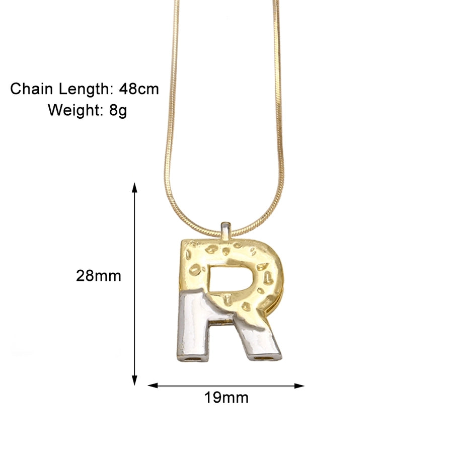 Copper 18K Gold Plated Plating Letter Pendant Necklace