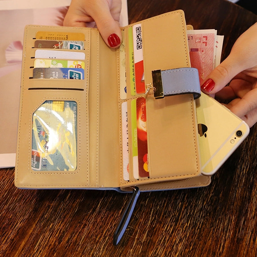 women's spring&summer pu leather geometric fashion square zipper buckle long wallet