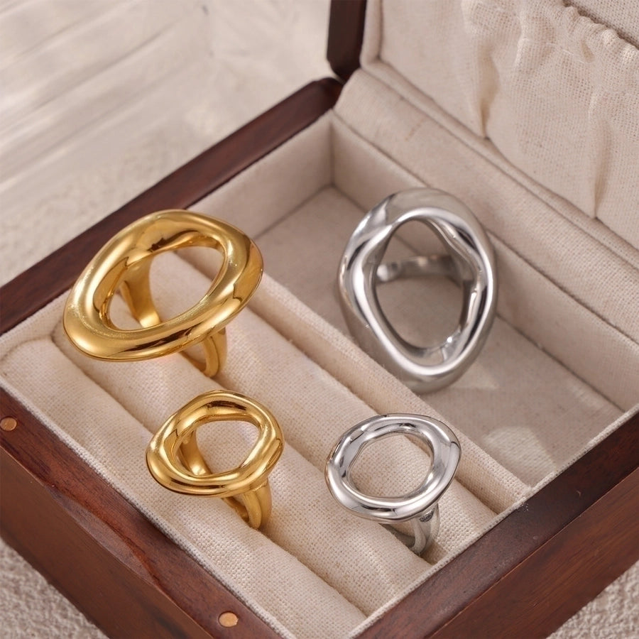 Jewelry IG Style Simple Style Korean Style Oval 304 Stainless Steel 18K Gold Plated Hollow Out Rings