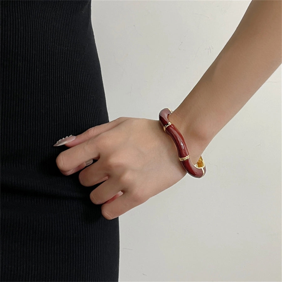 Jewelry Casual Vintage Style Simple Style Waves Copper Alloy Enamel Bangle