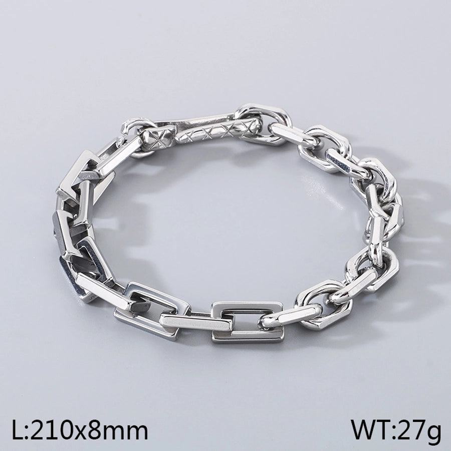 Simple Style Solid Color 304 Stainless Steel cable chain Bracelets In Bulk