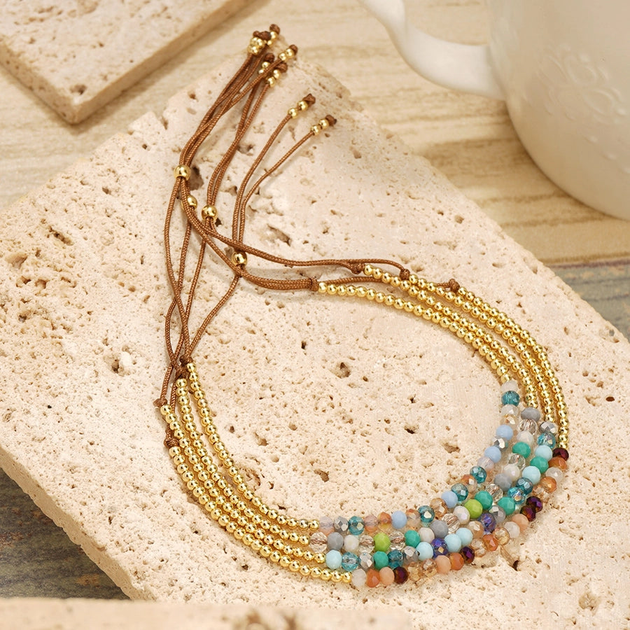 Bohemian Geometric Artificial Crystal Copper  Bracelets