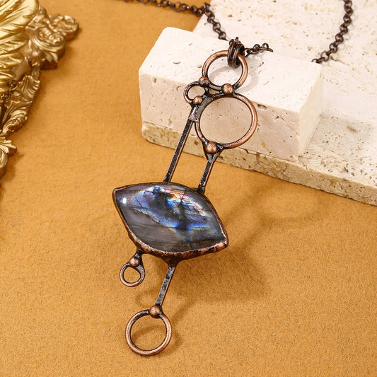 Labradorite Copper Irregular Labradorite Pendant Necklace