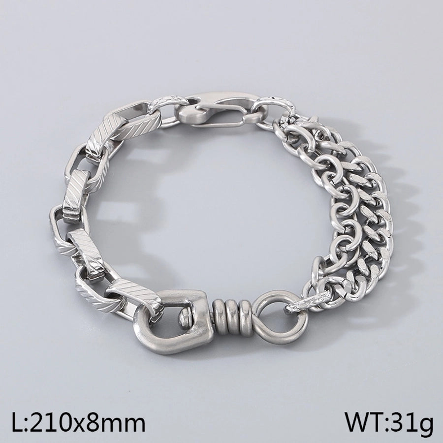 Simple Style Geometric 304 Stainless Steel Cuban Link Chain Curb Chain Bracelets In Bulk