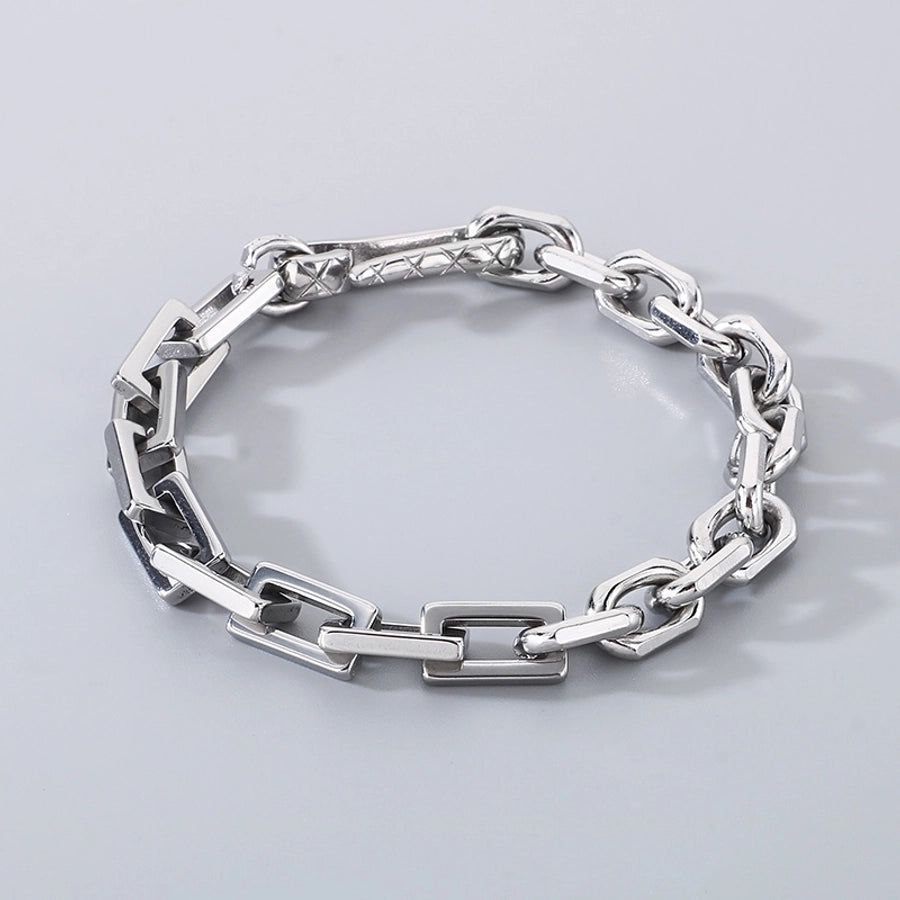 Simple Style Solid Color 304 Stainless Steel cable chain Bracelets In Bulk