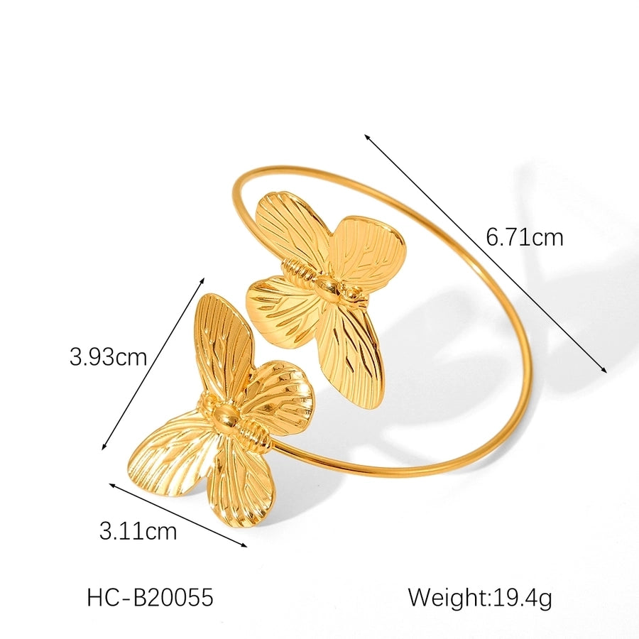 IG Style Classic Style Butterfly 304 Stainless Steel Titanium Steel 18K Gold Plated Bangle In Bulk Stainless Steel Bracelets