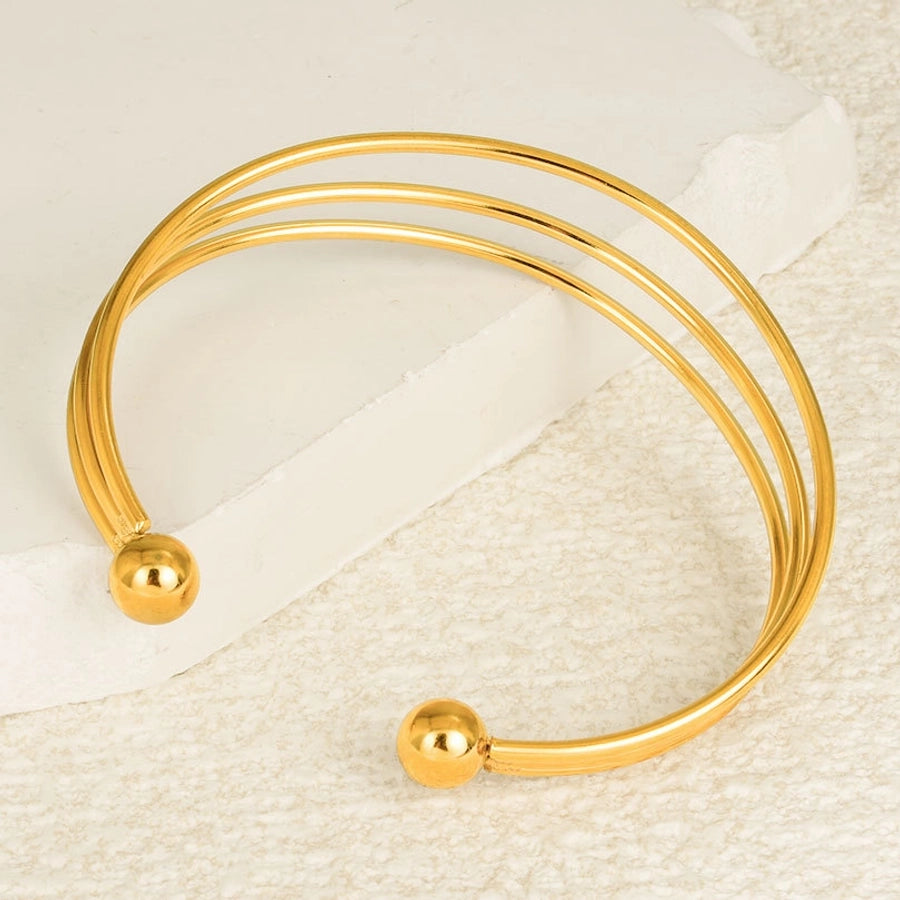 IG Style Solid Color 304 Stainless Steel 18K Gold Plated Bangle In Bulk Stainless Steel Bracelets