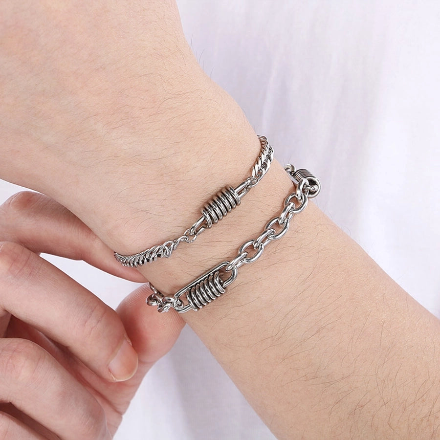 Simple Style Solid Color 304 Stainless Steel 18K Gold Plated cable chain Bracelets In Bulk