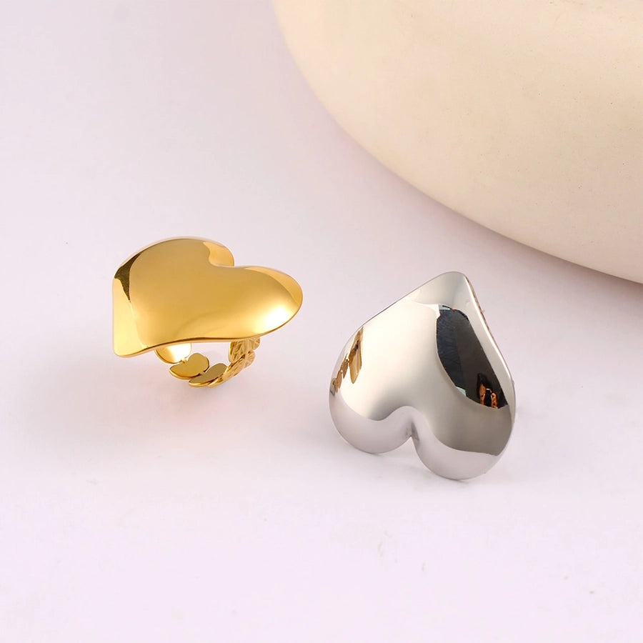 Jewelry Vacation Simple Style Commute Heart Shape 304 Stainless Steel 18K Gold Plated Open Rings