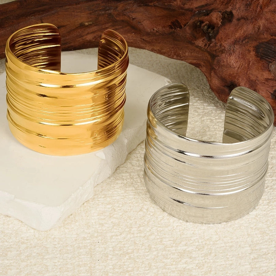 Hip-Hop Exaggerated Solid Color 304 Stainless Steel 18K Gold Plated Bangle In Bulk Stainless Steel Bracelets