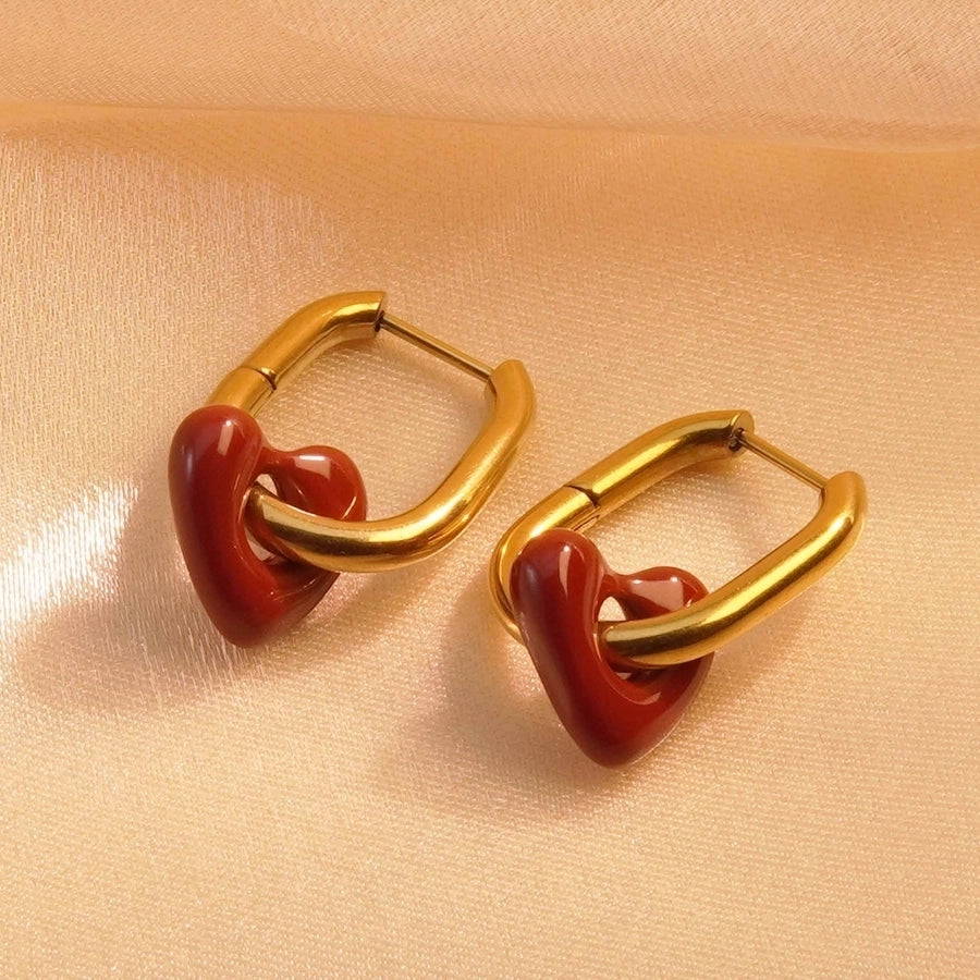 1 Set 1 Pair Simple Style Heart Shape Heart 304 Stainless Steel 18K Gold Plated Earrings Ear Studs