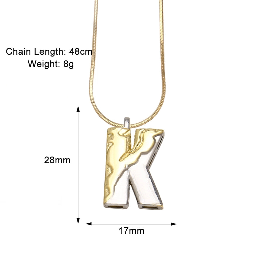 Copper 18K Gold Plated Plating Letter Pendant Necklace