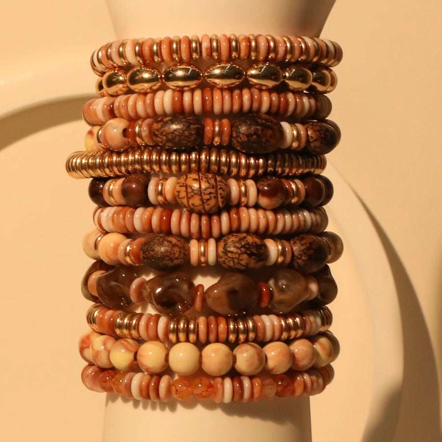 Vintage Style Round Oval CCB Arylic Wood Beaded Chain Beaded Bracelets