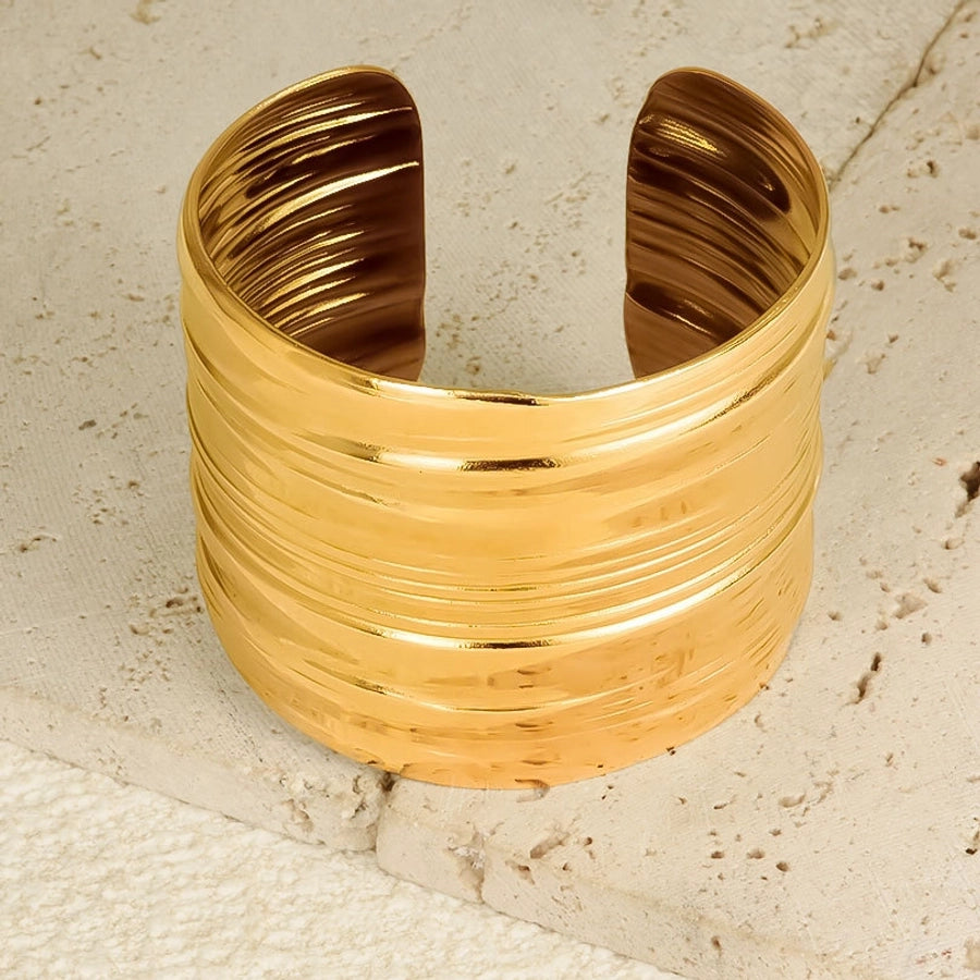 Hip-Hop Exaggerated Solid Color 304 Stainless Steel 18K Gold Plated Bangle In Bulk Stainless Steel Bracelets