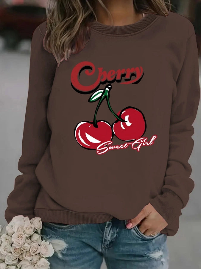 Hoodies & Sweatshirts Long Sleeve Printing Streetwear Cherry