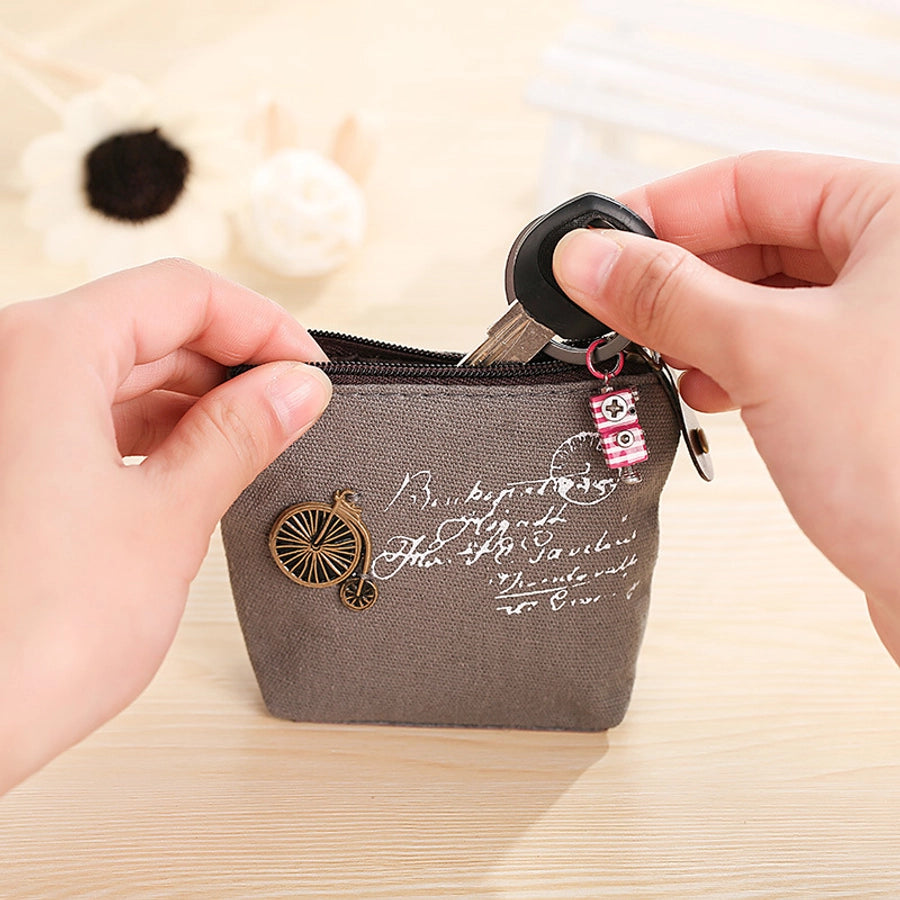 women's letter canvas zipper wallets