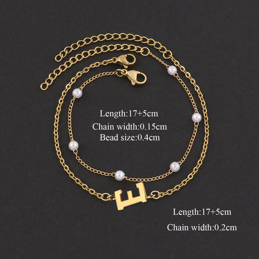 Elegant Simple Style Classic Style Letter 201 Stainless Steel 304 Stainless Steel Artificial Pearl Bracelets In Bulk