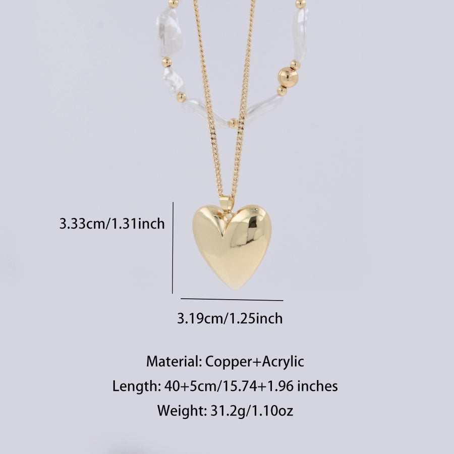 Wedding Baroque Style Classic Style Heart Shape 18K Gold Plated Arylic Copper  Pendant Necklace