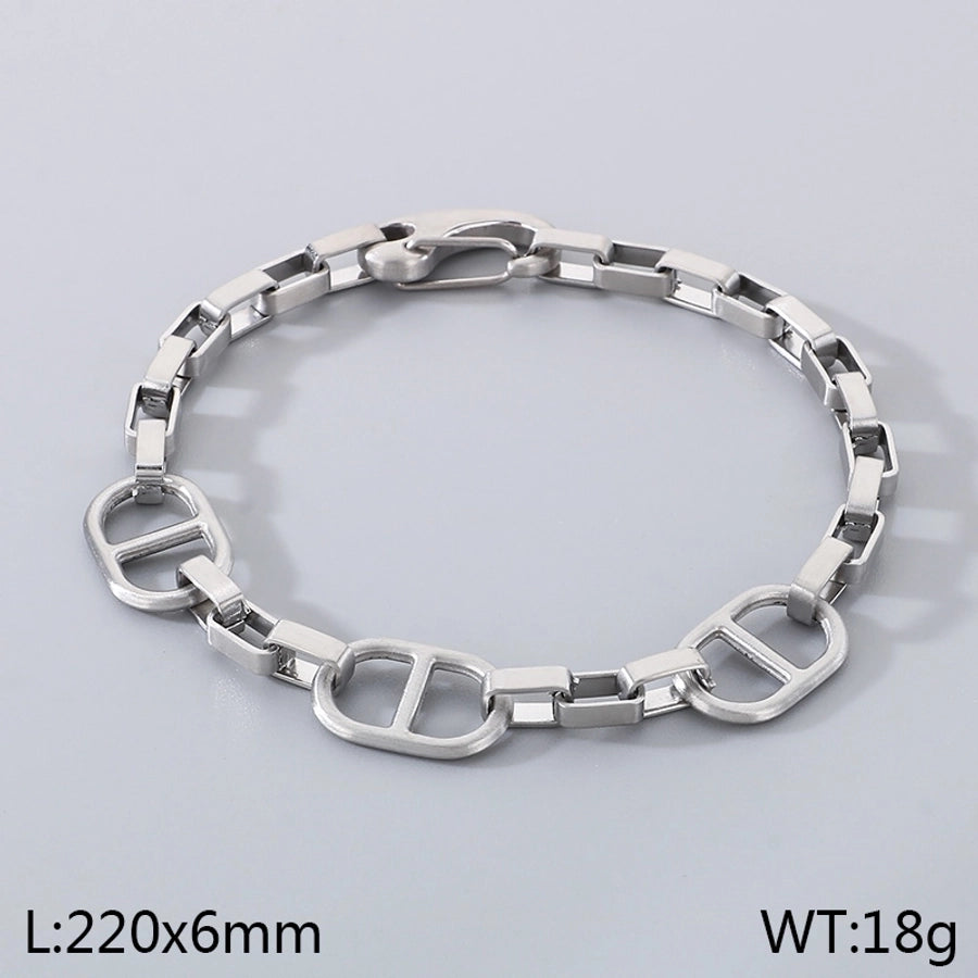 Simple Style Geometric 304 Stainless Steel 18K Gold Plated cable chain Bracelets In Bulk