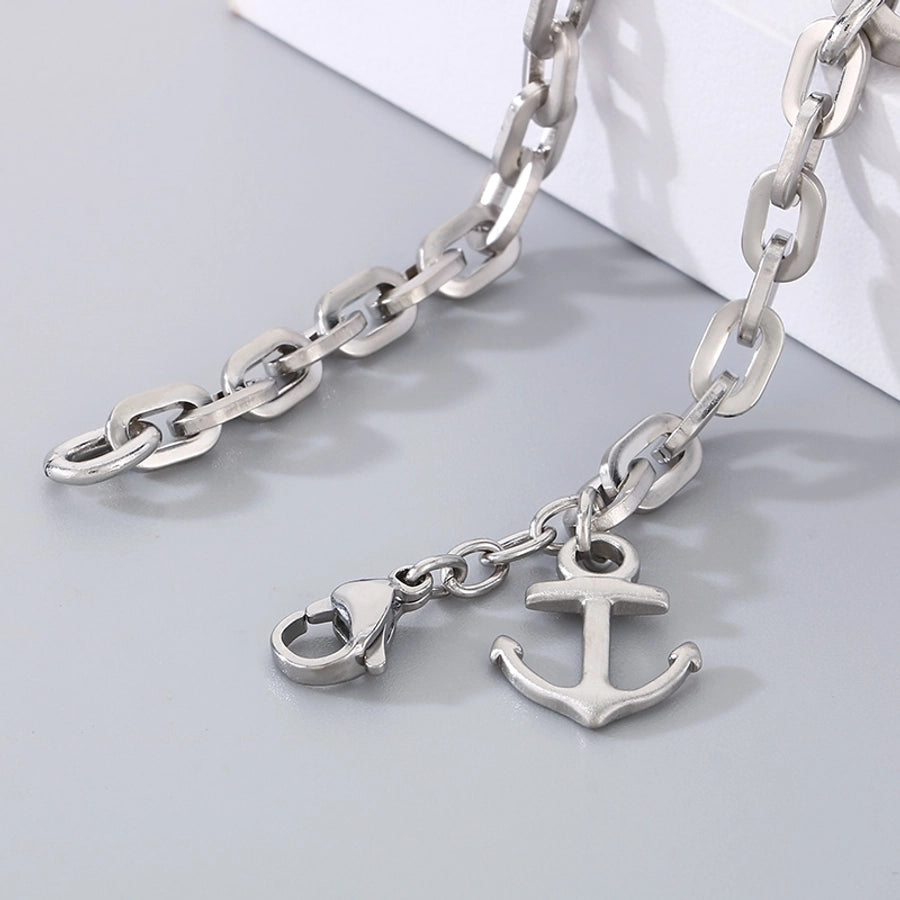 Simple Style Anchor 304 Stainless Steel cable chain Bracelets In Bulk