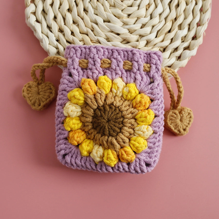 Women's Flower yarn Lace-Up Coin Purses