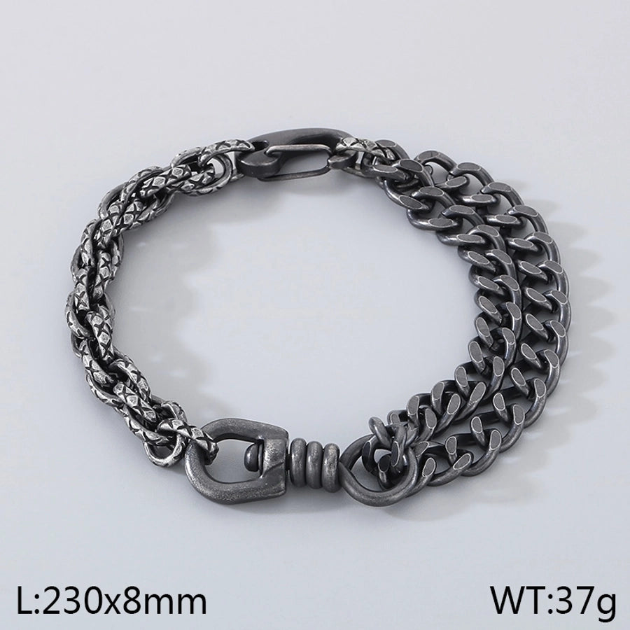 Simple Style Geometric 304 Stainless Steel Cuban Link Chain Curb Chain Bracelets In Bulk