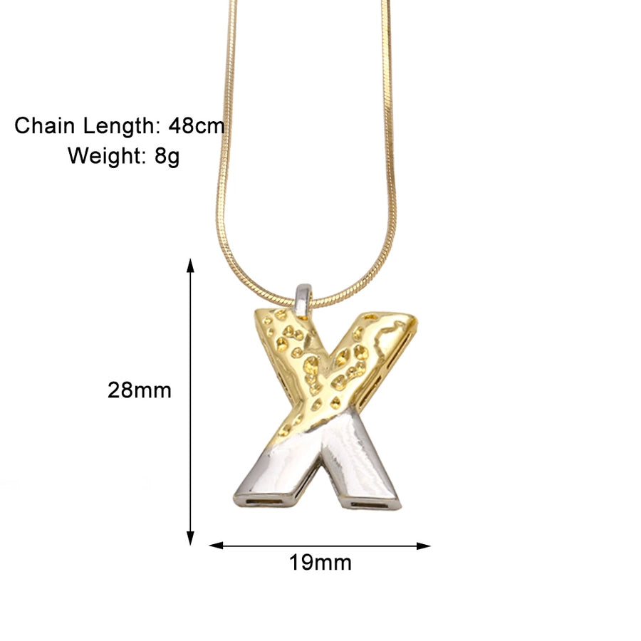 Copper 18K Gold Plated Plating Letter Pendant Necklace