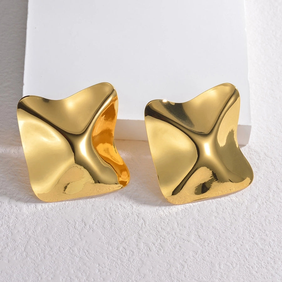 1 Piece Exaggerated Geometric Coral Flower Plating Inlay 304 Stainless Steel Pearl 18K Gold Plated Ear Studs