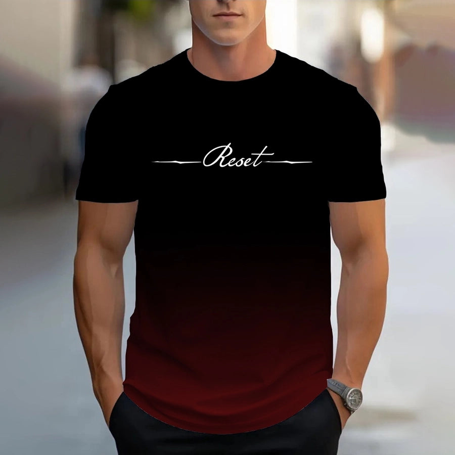 Men's Letter Casual Basic Classic Style Round Neck Short Sleeve Regular Fit Men's T-shirt