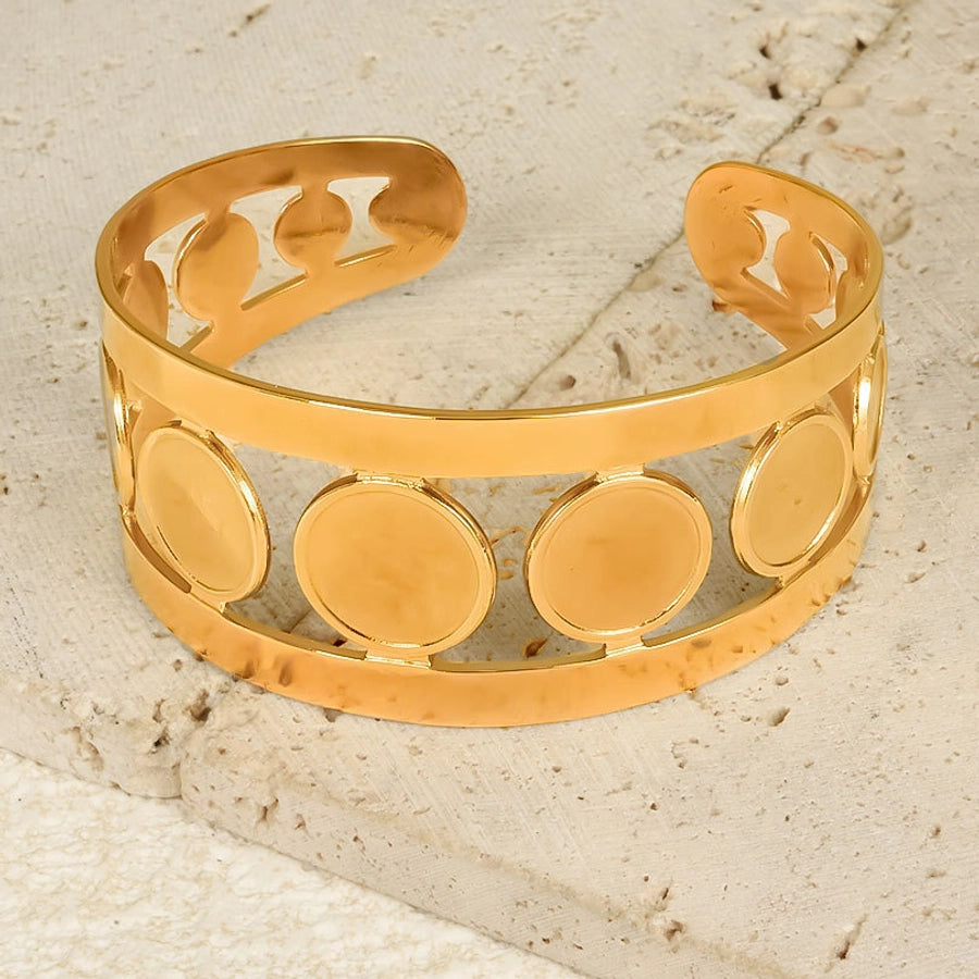 IG Style Solid Color 304 Stainless Steel 18K Gold Plated Bangle In Bulk Stainless Steel Bracelets