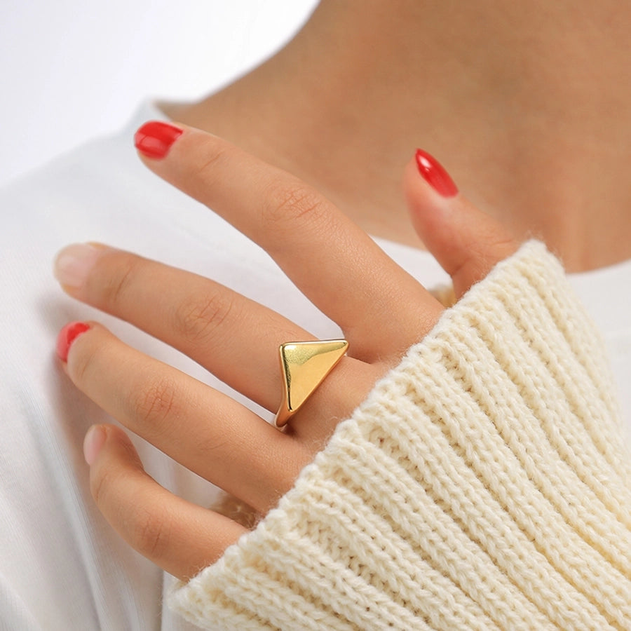 Jewelry Elegant Triangle 304 Stainless Steel Artificial Pearls Zircon 14K Gold Plated Plating Inlay Open Rings