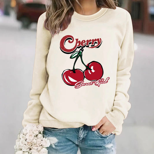 Hoodies & Sweatshirts Long Sleeve Printing Streetwear Cherry