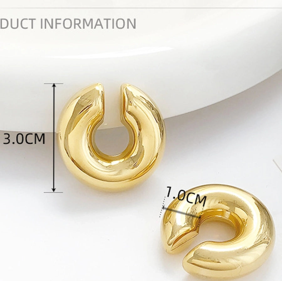 1 piece simple style solid color plating stainless steel gold plated ear cuffs