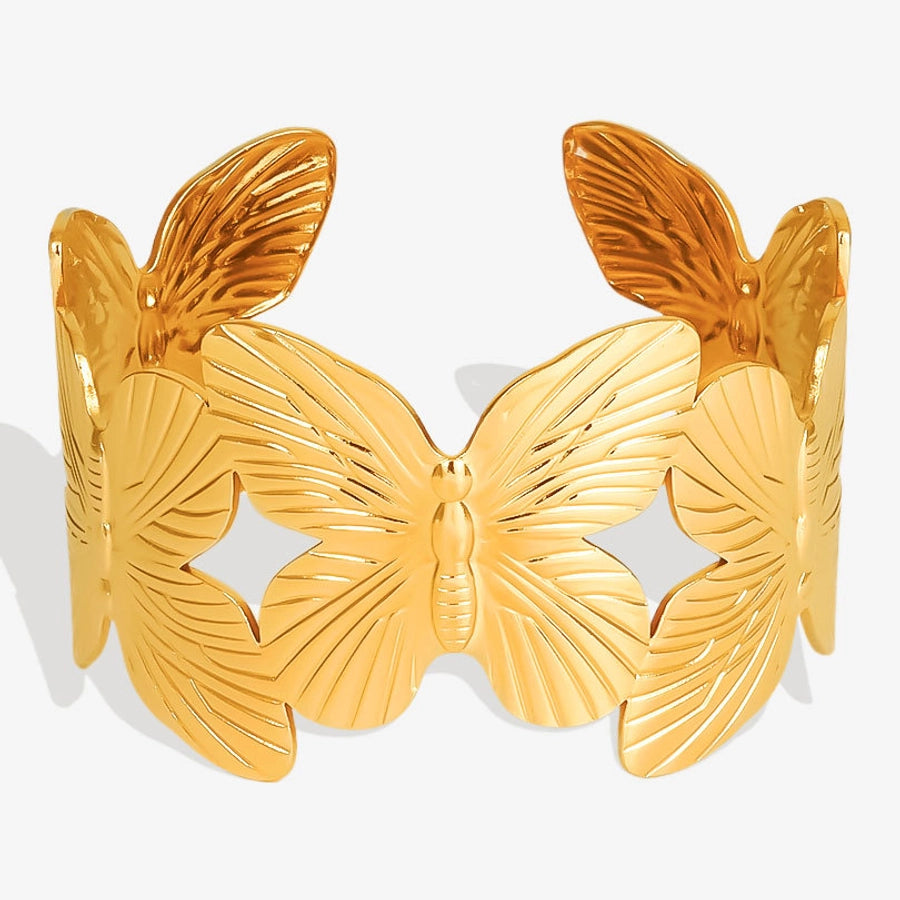 IG Style Solid Color Butterfly 304 Stainless Steel 18K Gold Plated Bangle In Bulk Stainless Steel Bracelets