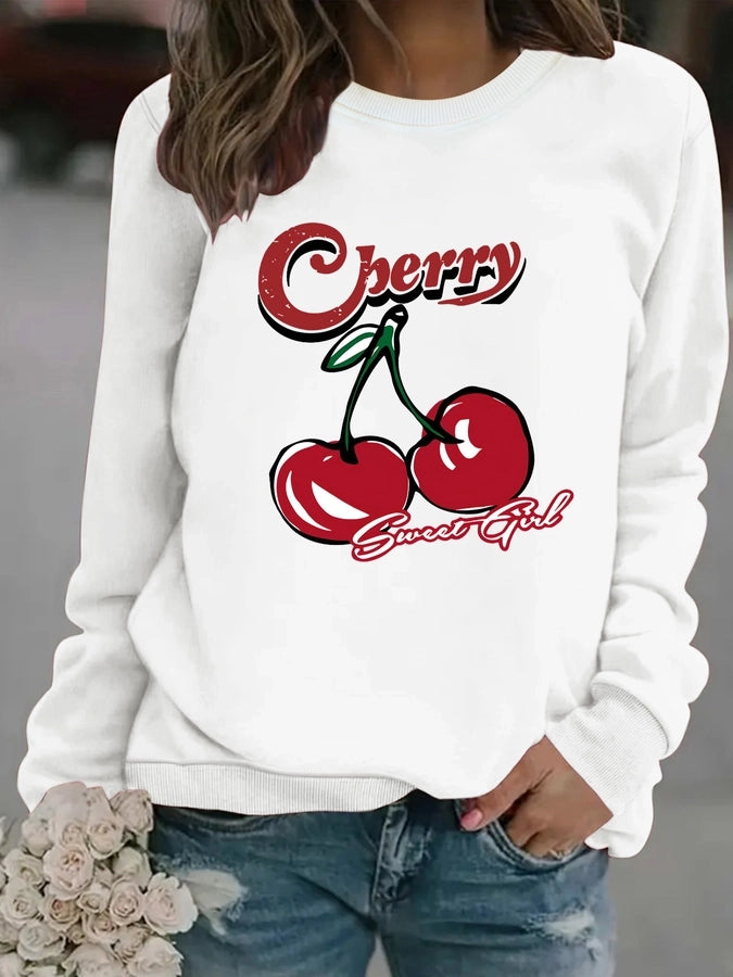 Hoodies & Sweatshirts Long Sleeve Printing Streetwear Cherry