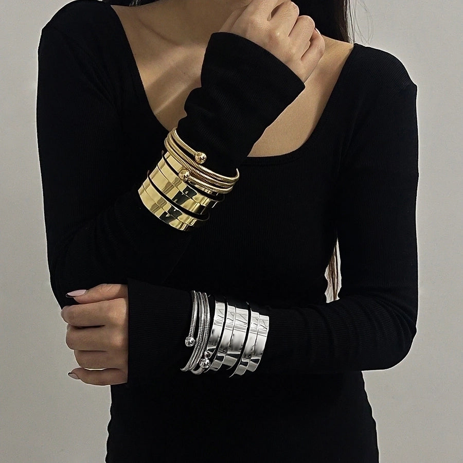 Retro Commute Geometric Alloy Bangles