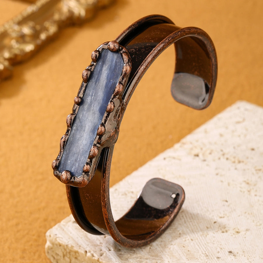 Retro Baroque Style Geometric Natural Stone natural stone Blue crystal  Bangle