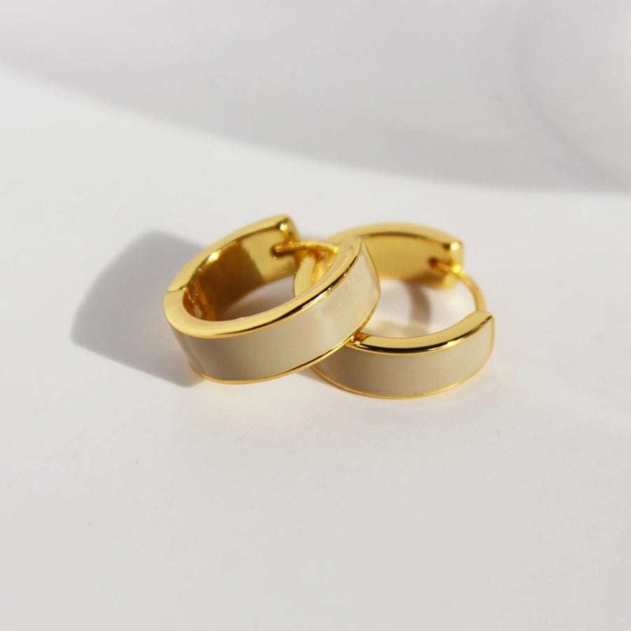 Brass 24K Gold Plated Epoxy Plating Geometric Round Hoop Earrings