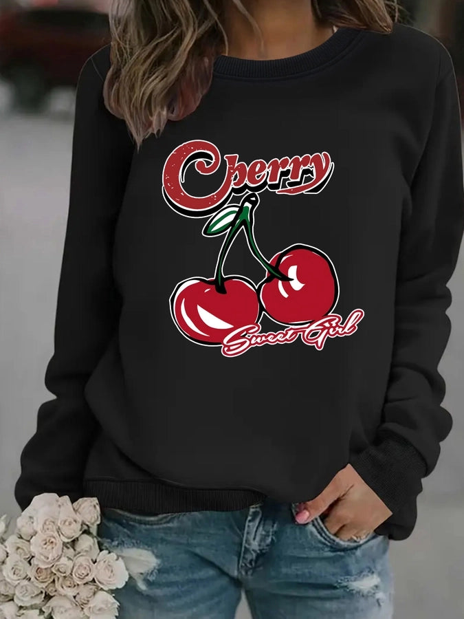 Hoodies & Sweatshirts Long Sleeve Printing Streetwear Cherry