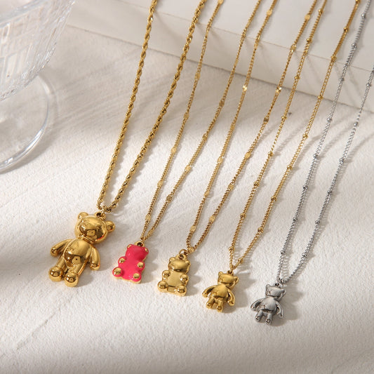 Jewelry Simple Style Commute little bear 304 Stainless Steel 14K Gold Plated Pendant Necklace