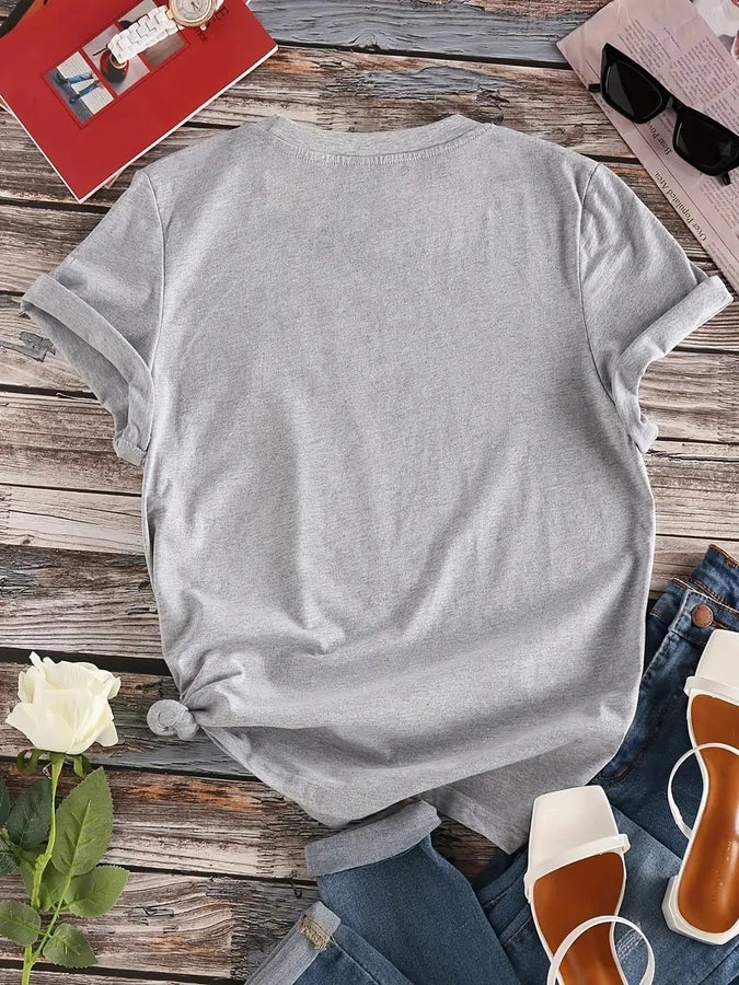 Women's T-shirt Short Sleeve T-Shirts Vacation Simple Style Heart Shape