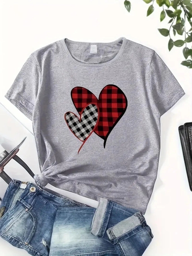 Women's T-shirt Short Sleeve T-Shirts Vacation Simple Style Heart Shape