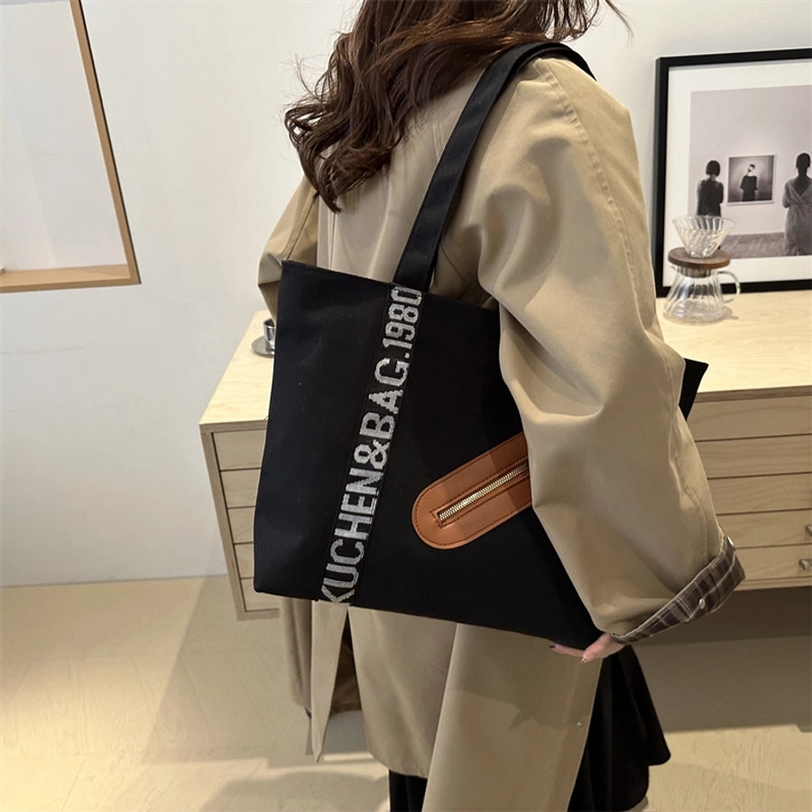 Women's Canvas Letter Streetwear Square Zipper Shoulder Bag