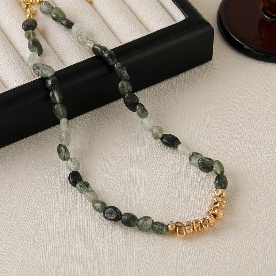 Casual Cute Commute Irregular natural stone Copper Beaded Chain Necklace In Bulk Natural stone necklace